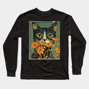 Siberian Cat Flowers Art Design for Cat Owers Long Sleeve T-Shirt